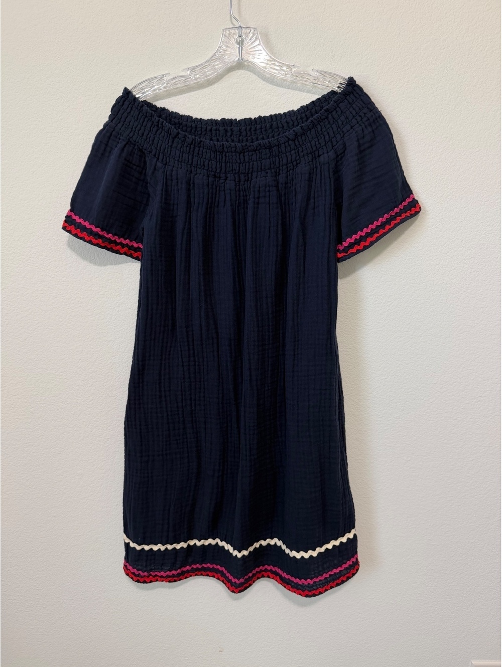 Michael Stars Short Sleeve Off-the-shoulder Blue Gauze Cotton Mini Dress Size S